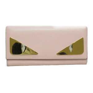 Fendi Monster Bugs Eye Zip Long Wallet Bifold Leather Pink